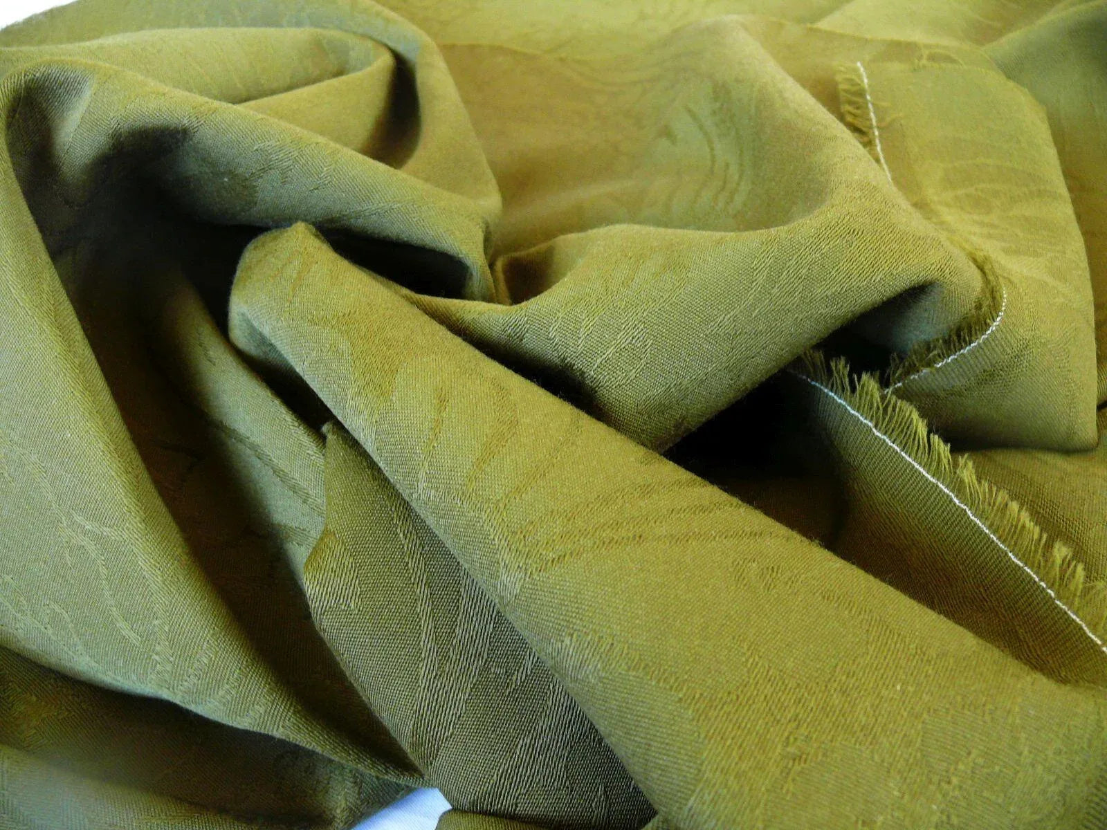 SCALAMANDRE BARKER MANSION 100% WORSTED WOOL DAMASK IVY GREEN