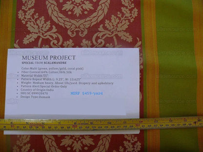 By yard Scalamandre Museum Project Stripe Neo-classical Silk pink Green MSRP USD 459/y