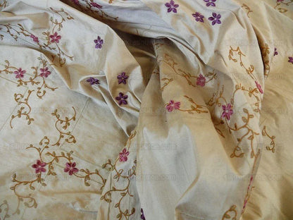 Scalamandre Old World Weavers Amaresh Embroidery Silk Gold Clematis