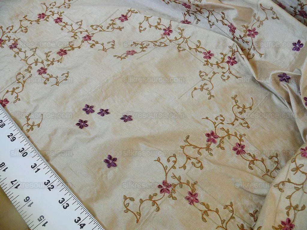 Scalamandre Old World Weavers Amaresh Embroidery Silk Gold Clematis