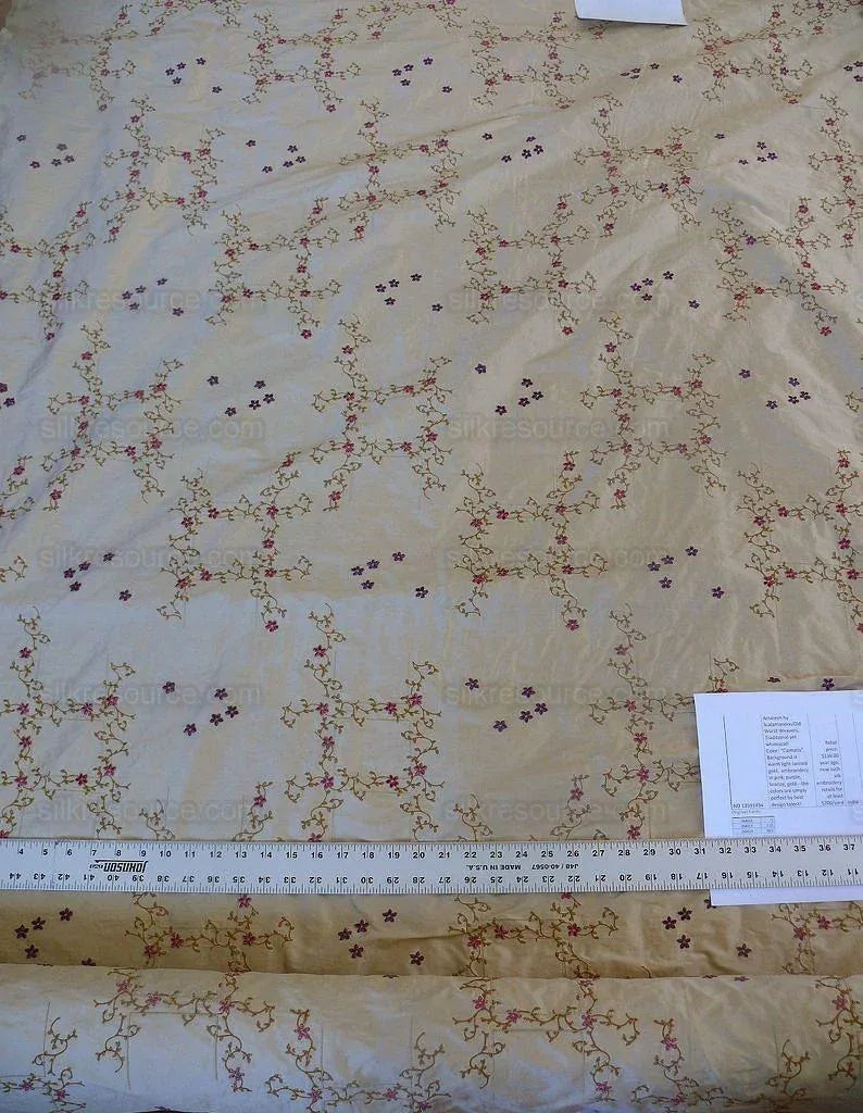Scalamandre Old World Weavers Amaresh Embroidery Silk Gold Clematis