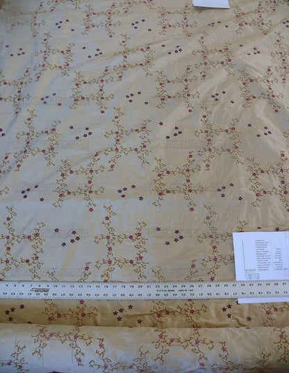 Scalamandre Old World Weavers Amaresh Embroidery Silk Gold Clematis