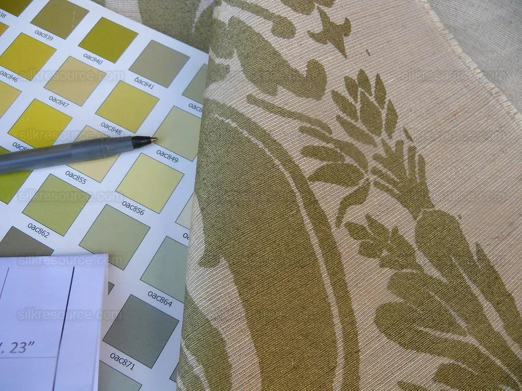 Scalamandre Small Fren Old Gold Damask Documentary Print Silk MSRP 600/y