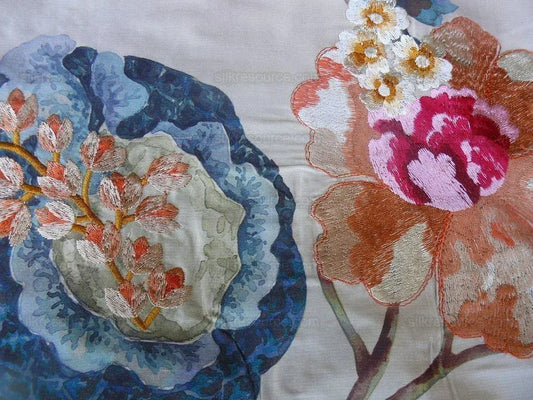 Scalamandre Villa Balbianello Silk Print & Embroidery Muted Bron