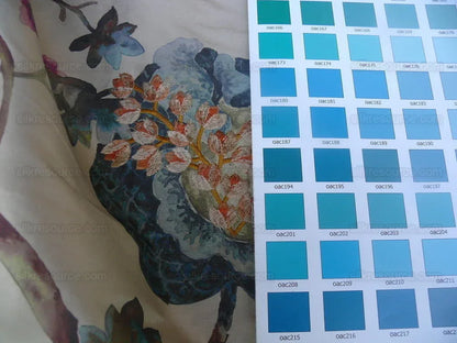 Scalamandre Villa Balbianello Silk Print & Embroidery Muted Bron