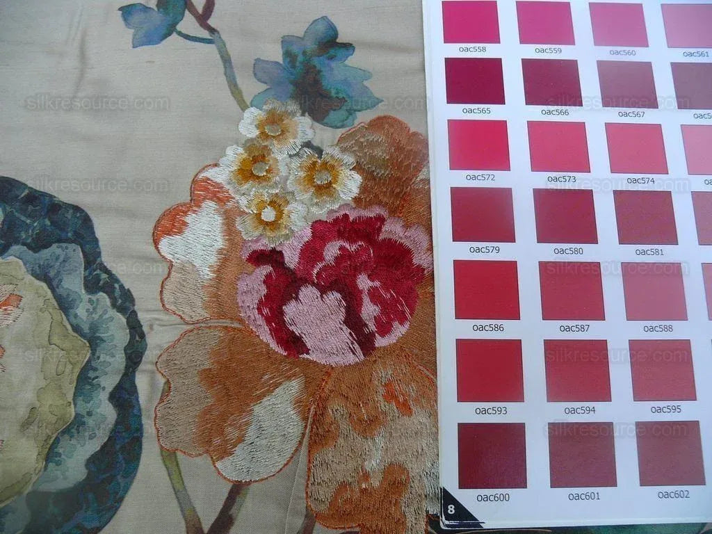 Scalamandre Villa Balbianello Silk Print & Embroidery Muted Bron