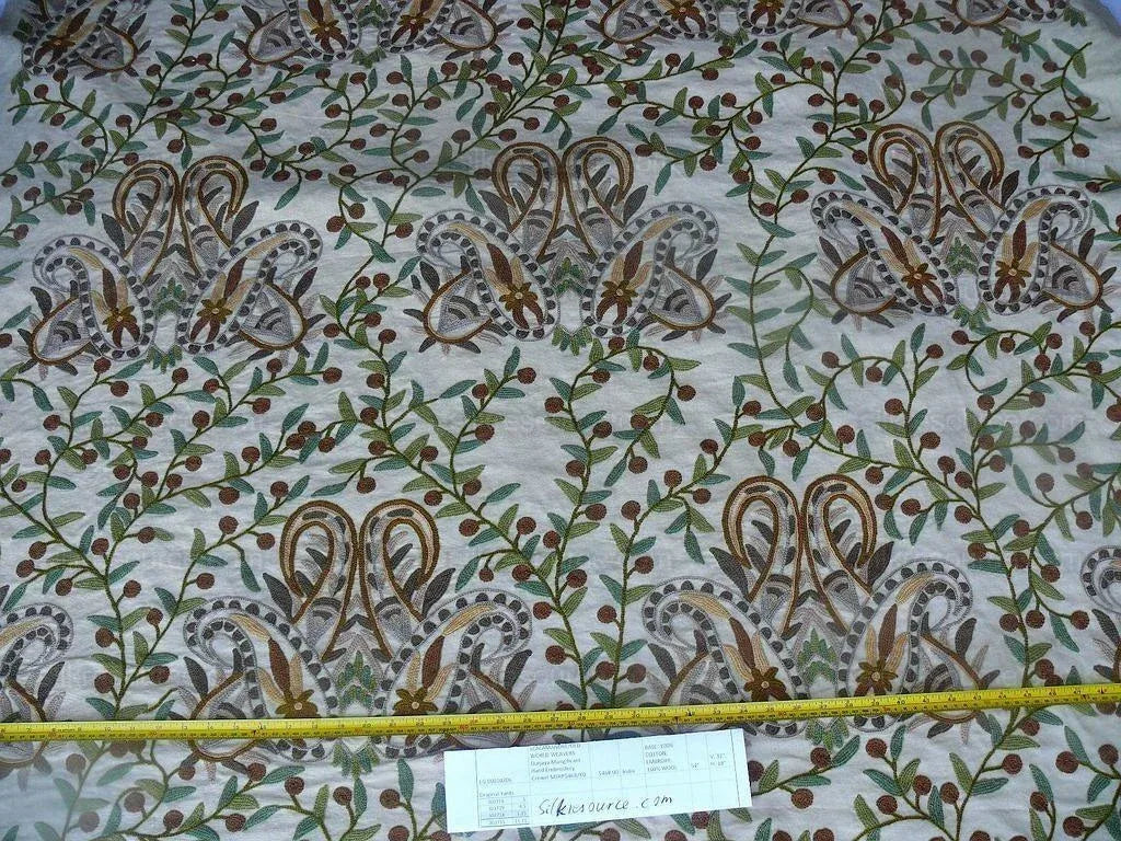 Scalamandre Magnificent Durjaya Crewel Paisley Green  Bty MSRP 468/Y