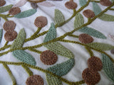 Scalamandre Magnificent Durjaya Crewel Paisley Green   Brown Beige Wool on Cotton Bty MSRP 468/Y