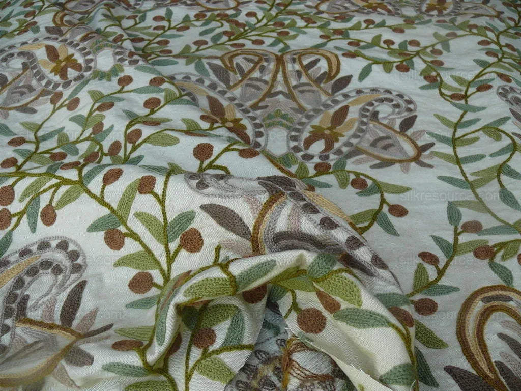 Scalamandre Magnificent Burjaya Crewel Paisley Green MSRP USD 468