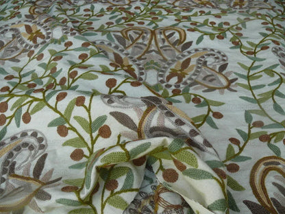 Scalamandre Magnificent Durjaya Crewel Paisley Green  Bty MSRP 468/Y