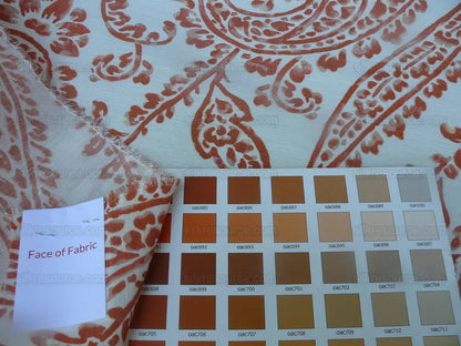 by yard Scalamandre Lillian Coral Red Orange White Silk Linen Paisley Print MSRP USD 178Y