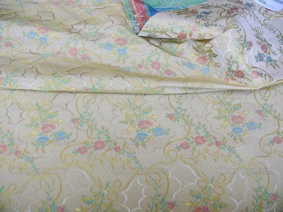 Scalamandre Barino Floreale Gold Lampas Lace Italy MSRP USD 304/Y