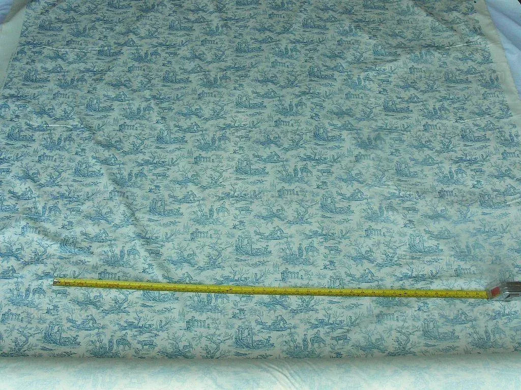 Scalamandre Toile de jouy Amuse Bouches Blue Cream White French Country Print Chintz Duck Dog Donkey MSRP USD 392/Y