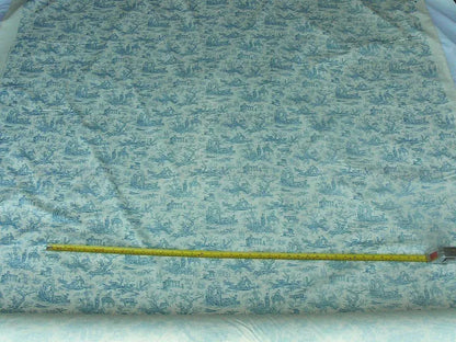 Scalamandre Toile de jouy Amuse Bouches Blue Cream White French Country Print Chintz Duck Dog Donkey MSRP USD 392/Y