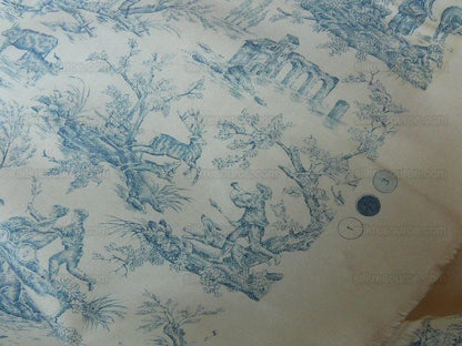 Scalamandre Toile de jouy Amuse Bouches Blue Cream White French Country Print Chintz Duck Dog Donkey MSRP USD 392/Y