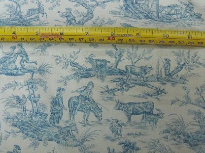 Scalamandre Toile de jouy Amuse Bouches Blue Cream White French Country Print Chintz Duck Dog Donkey MSRP USD 392/Y
