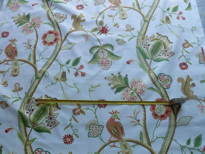 Scalamandre White Kirkwood Squirrel Peacock Acorn Animals Cotton