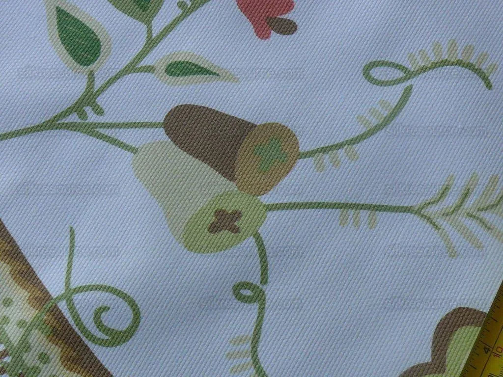 Scalamandre White Kirkwood Squirrel Peacock Acorn Animals Cotton