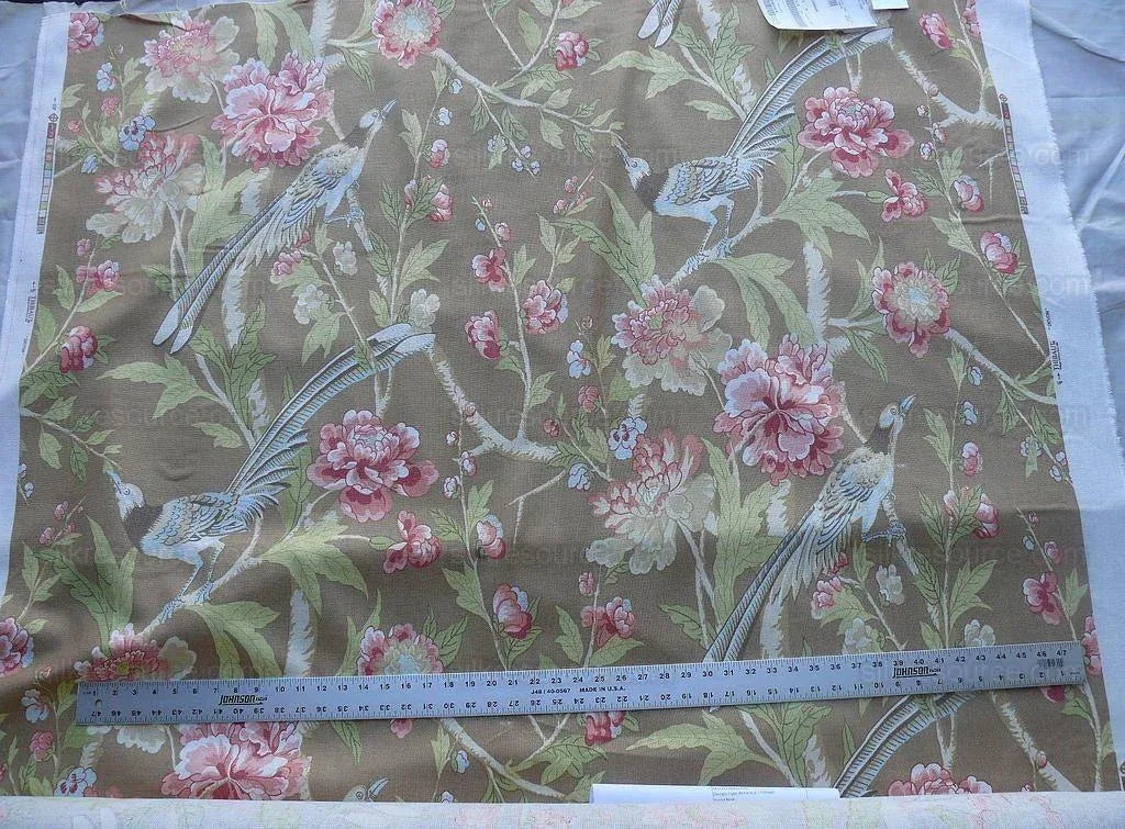 Scalamandre Devon Chinoiserie Bird Peony Flower Rt$136/y