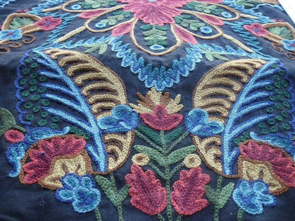 Scalamandre Magnificent Lalita Wool Crewel Rose Flower Black MSRP USD494/Y