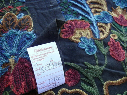 Scalamandre Magnificent Lalita Wool Crewel Rose Flower Black MSRP USD494/Y