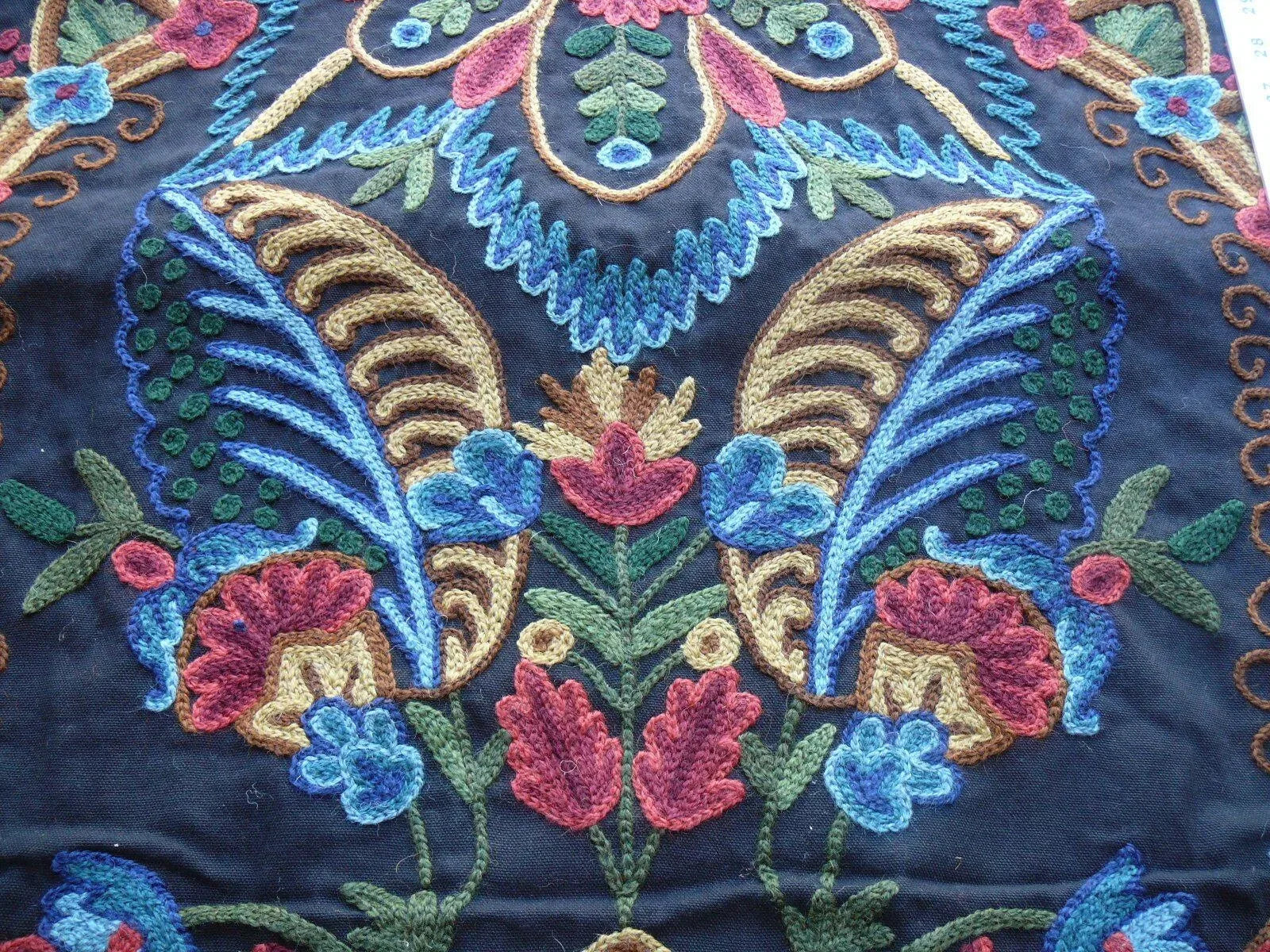 SCALAMANDRE MAGNIFCNT LALITA WOOL CREWEL ROSE FLOWER BLACK $372