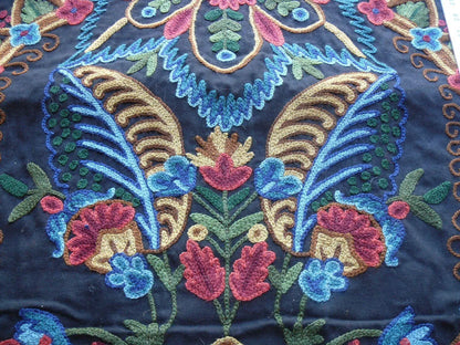 SCALAMANDRE MAGNIFCNT LALITA WOOL CREWEL ROSE FLOWER BLACK $372