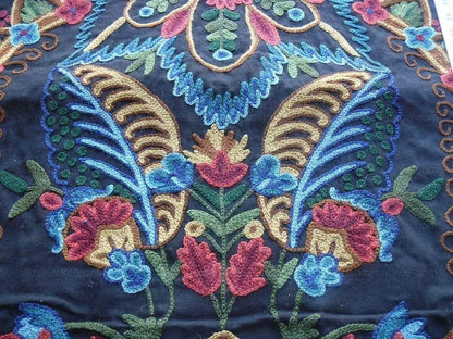 Scalamandre Magnificent Lalita Wool Crewel Rose Flower Black MSRP USD494/Y