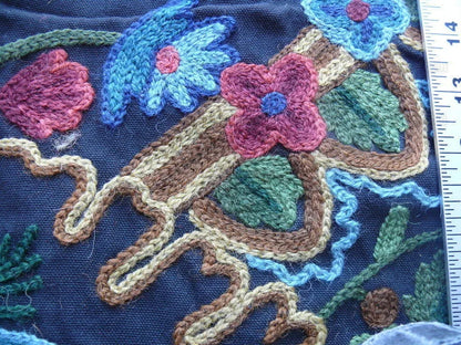 Scalamandre Magnificent Lalita Wool Crewel Rose Flower Black MSRP USD494/Y