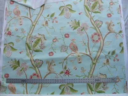 Scalamandre Aqua Kirkwood Squirrel Peacock Acorn Animals Cotton