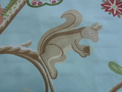 Scalamandre Aqua Kirkwood Squirrel Peacock Acorn Animals Cotton