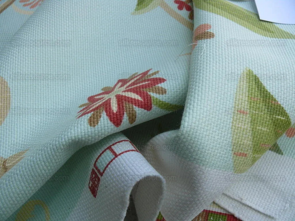 Scalamandre Aqua Kirkwood Squirrel Peacock Acorn Animals Cotton