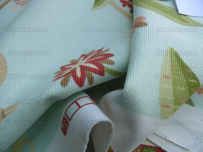 Scalamandre Aqua Kirkwood Squirrel Peacock Acorn Animals Cotton