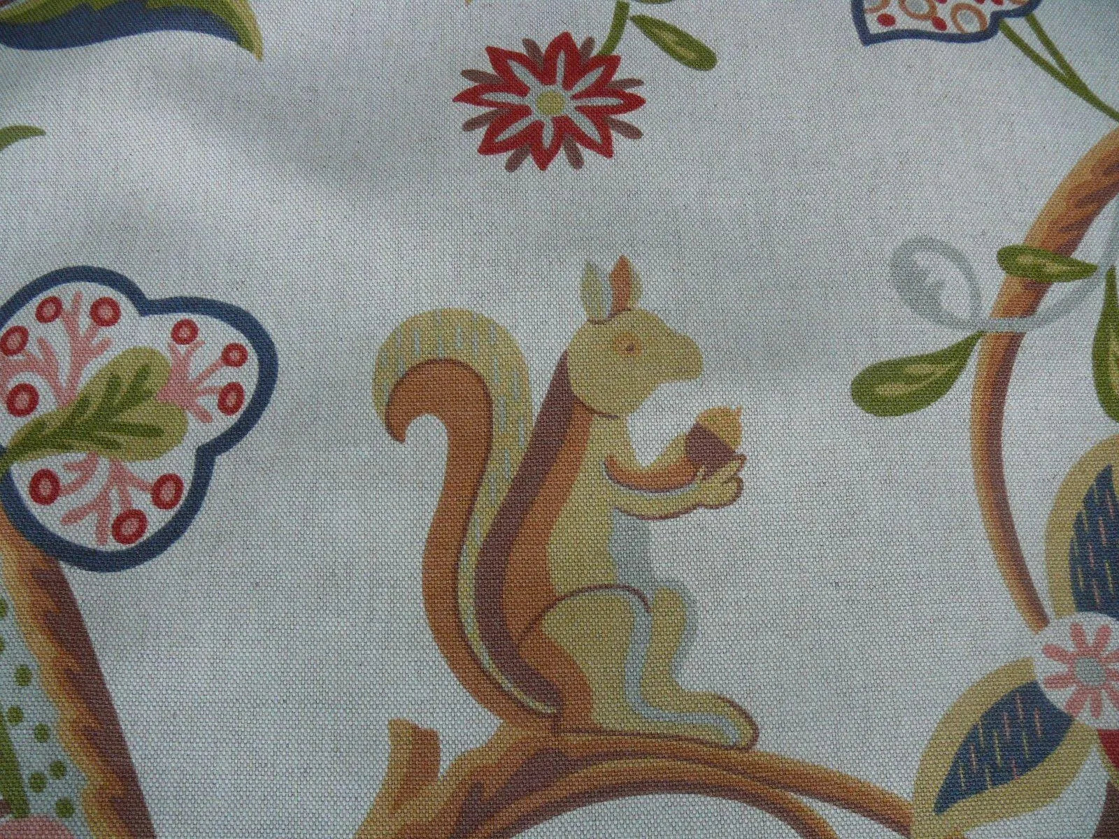 SCALAMANDRE TAN KIRKWOOD SQUIRREL PEACOCK ACORN ANIMALS COTTON