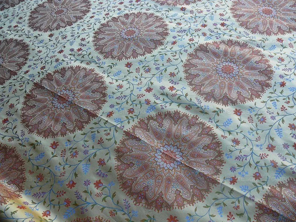 Fabricut Silk Lampas Mandala Medallion Gold Red Turquoise Blue 6
