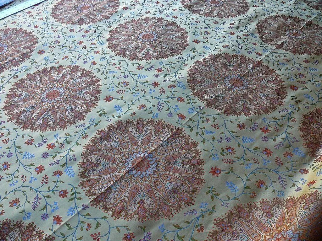 Fabricut Silk Lampas Mandala Medallion Gold Red Turquoise Blue 6