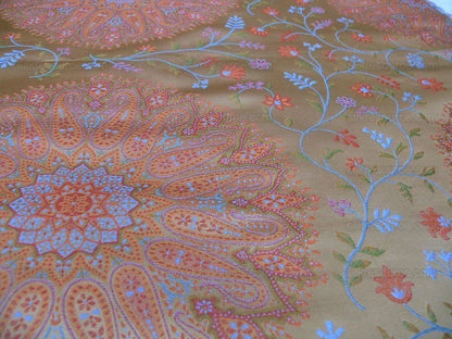 Fabricut Silk Lampas Mandala Medallion Gold Red Turquoise Blue 6