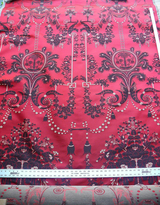 SCALAMANDRE NEOCLASSICAL MEUSE ORNAMENTAL RED CREAM BROWN Silk B