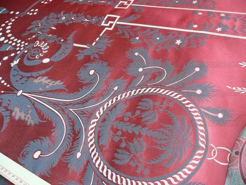 Scalamandre Neoclassical Meuse Ornamental Red Cream Brown Silk Rose Pearl Peacock by VR 1.9Y MSRP USD1436