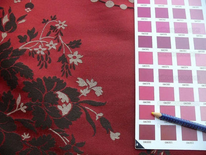 Scalamandre Neoclassical Meuse Ornamental Red Cream Brown Silk Rose Pearl Peacock by VR 1.9Y MSRP USD1436