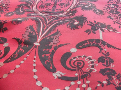 Scalamandre Neoclassical Meuse Ornamental Red Cream Brown Silk Rose Pearl Peacock by VR 1.9Y MSRP USD1436