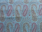 Scalamandre Jaipur Paisley in Aquamarine Pale Blue Pink Cotton Satin from Italy MSRP USD 199/Y