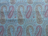 Scalamandre Jaipur Paisley in Aquamarine Pale Blue Pink Cotton Satin from Italy MSRP USD 199/Y