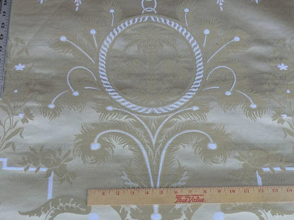 Scalamandre Neoclassical Meuse Ornamental Wheat &amp; Cream Silk Pearl Peacock Per Vertical Repeat (1.9yds) MSRP USD 1436