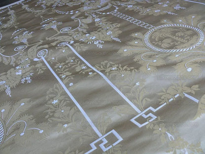Scalamandre Neoclassical Meuse Ornamental Wheat &amp; Cream Silk Pearl Peacock Per Vertical Repeat (1.9yds) MSRP USD 1436