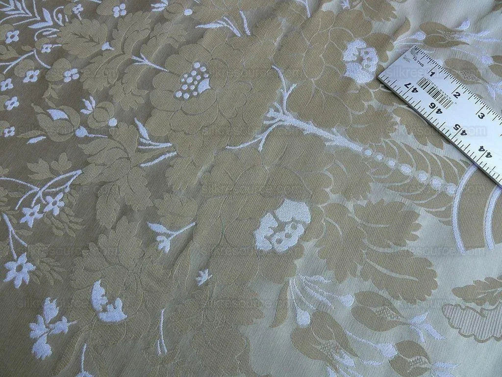 Scalamandre Neoclassical Meuse Ornamental Wheat &amp; Cream Silk Pearl Peacock Per Vertical Repeat (1.9yds) MSRP USD 1436