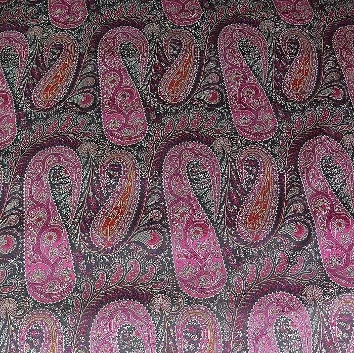 Scalamandre Jaipur Paisley  Framboise Pink Black  Cotton Satin from Italy MSRP USD 199/Y
