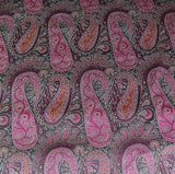 Scalamandre Jaipur Paisley  Framboise Pink Black  Cotton Satin from Italy MSRP USD 199/Y