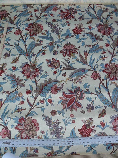 Scalamandre Voyage Indienne Red Aubergine Linen Print MSRP USD 404/Y