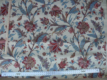 Scalamandre Voyage Indienne Red Aubergine Linen Print MSRP USD 404/Y